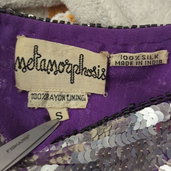 Vintage Metamorphosis sparkly‎ sequin top silk - Picture 2 of 9
